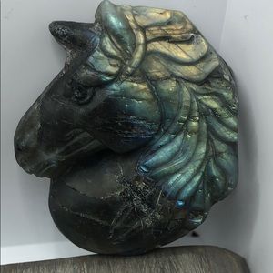 Hand carved labradorite crystal magical unicorn